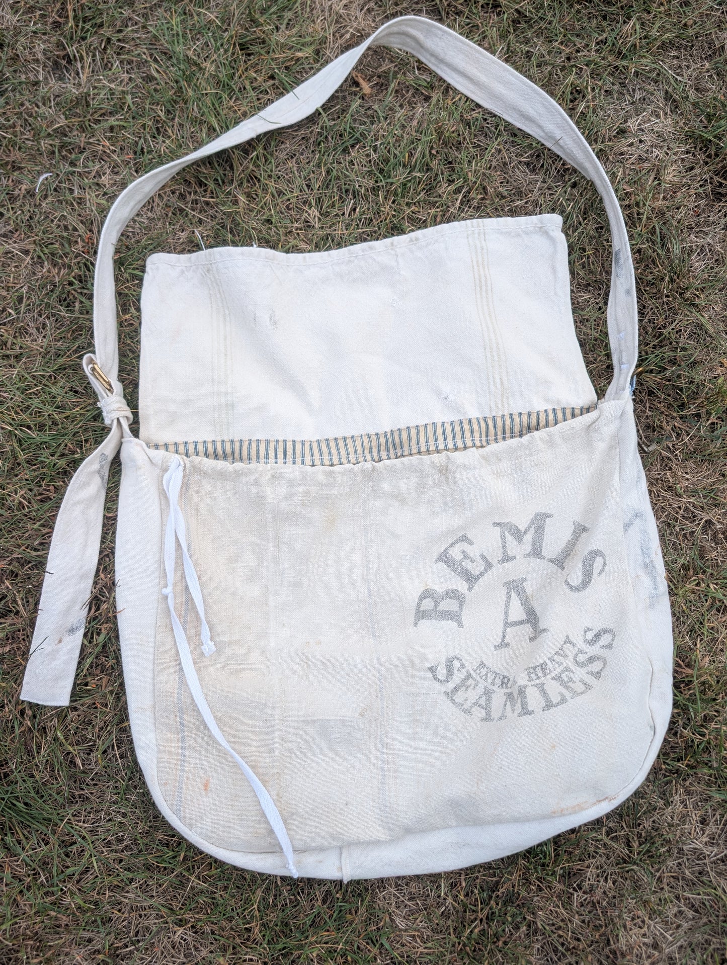 Feed Sack Ticking Stripe Cross Body Bag