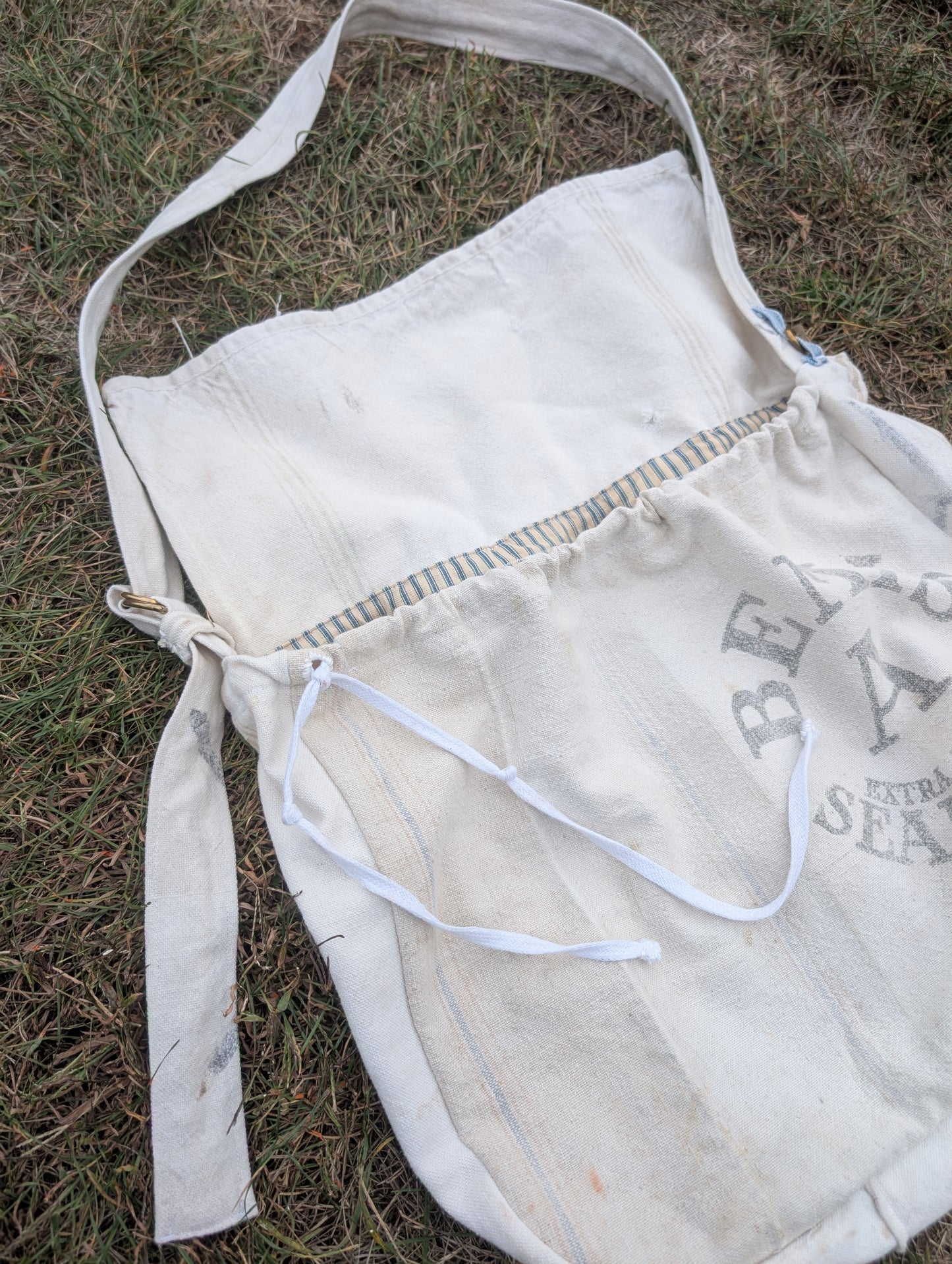 Feed Sack Ticking Stripe Cross Body Bag