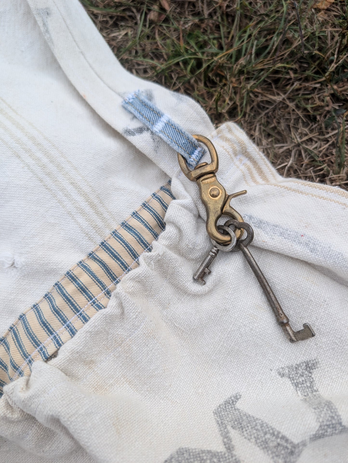 Feed Sack Ticking Stripe Cross Body Bag