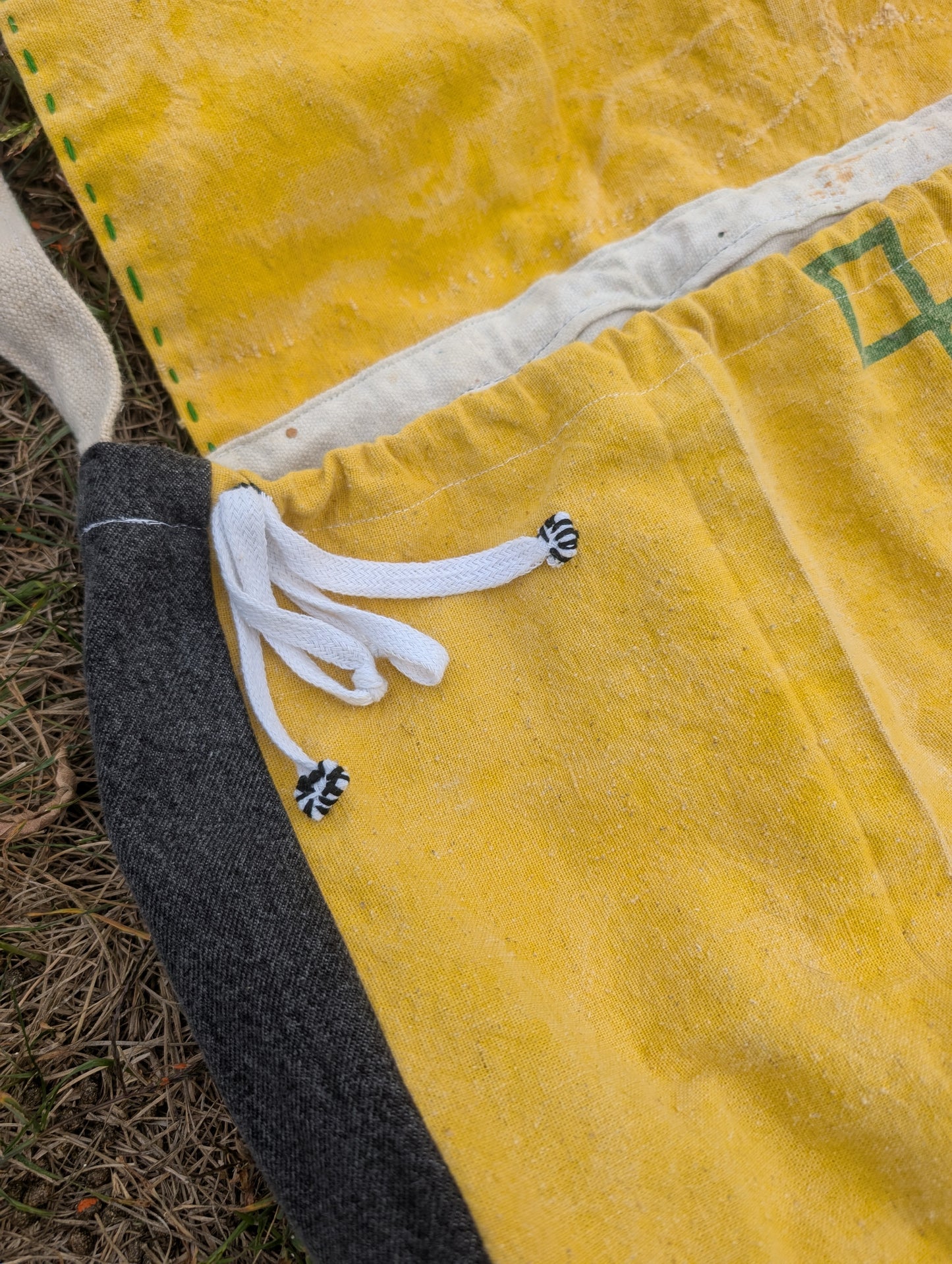 Feed Sack Denim Painters Cloth Ticking Stripe Cross Body Bag