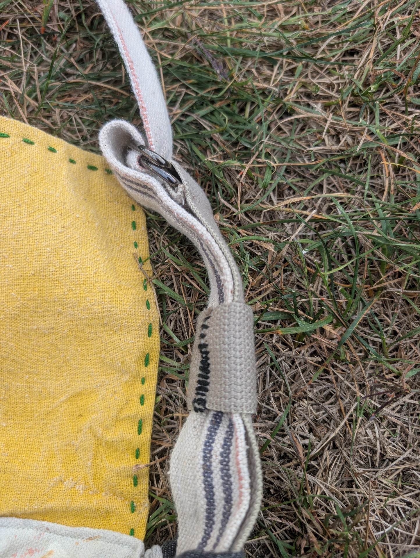 Feed Sack Denim Painters Cloth Ticking Stripe Cross Body Bag