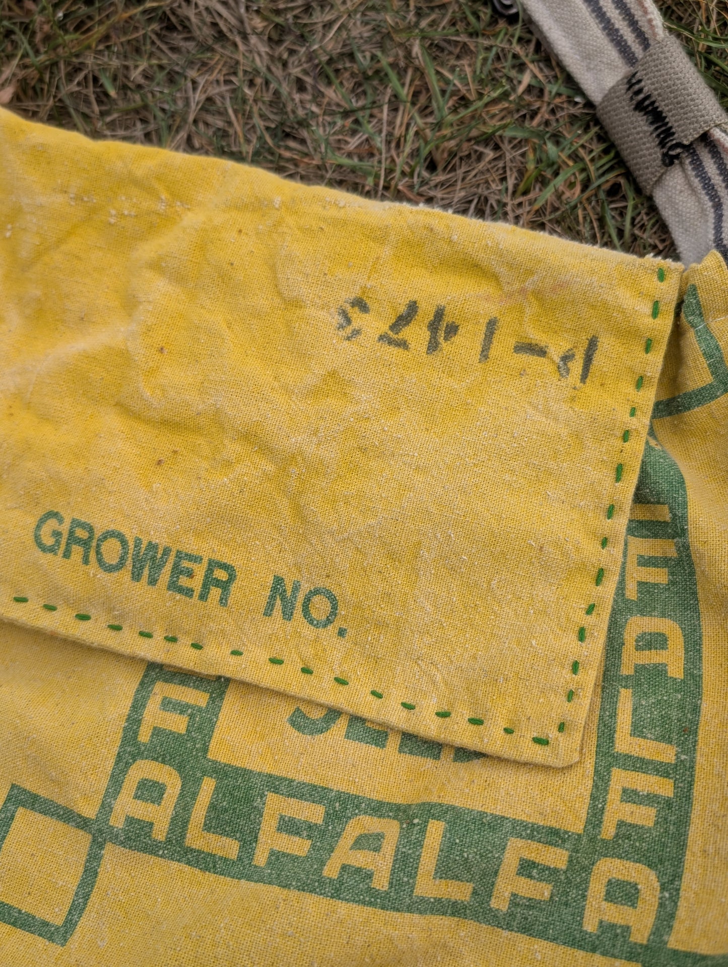 Feed Sack Denim Painters Cloth Ticking Stripe Cross Body Bag