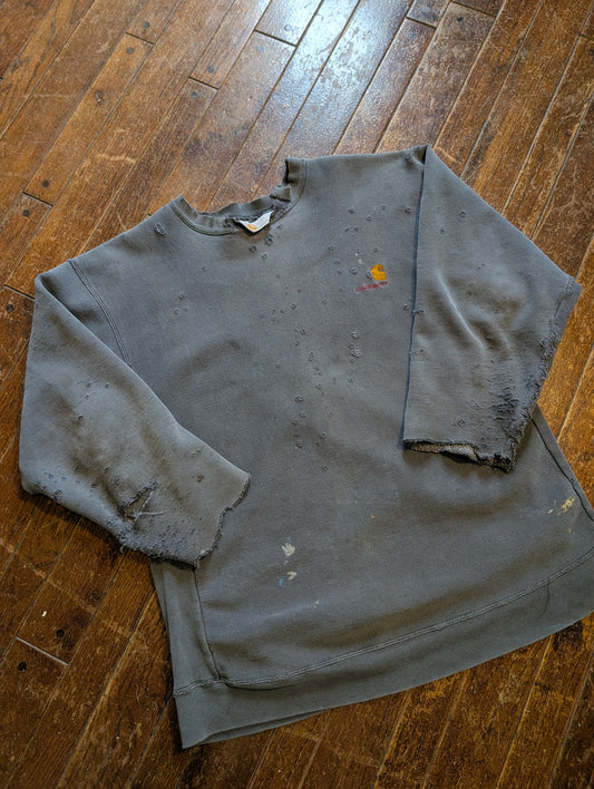 1980s Carhartt distressed/thrashed welders sweater